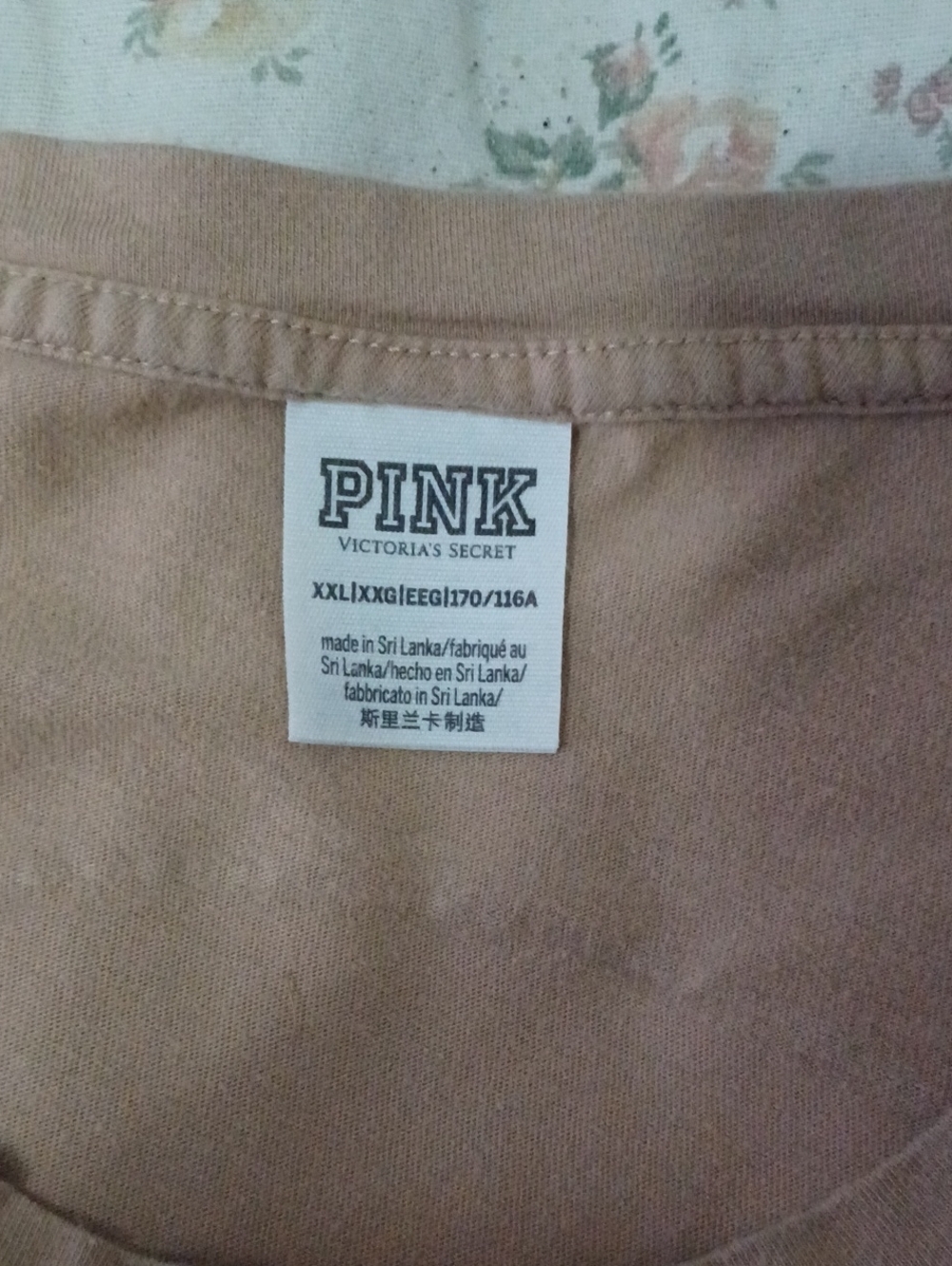 PINK Victoria's Secret Tan Tee with Neon Pink Logo Size 2X - Picture 7 of 12